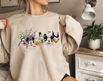 Mickey and friends Autumn Sweatshirt Disneyland Fall Vibes Tee, Disney Family Halloween Trip Magic Kingdom Ssweatshirt Disney Pumpkin Hoodie