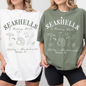 Comfort Colors® Seashells and Wedding Bells Shirts, Bachelorette Shirts, Beach Bachelorette Shirts, Coastal Bachelorette Bach Club Tee