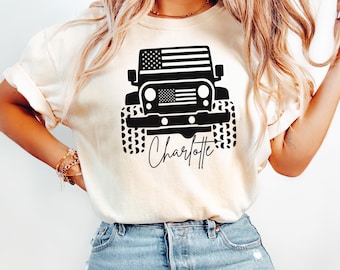 Custom 4WD Offroad Shirt, American Flag Truck Comfort Colors® Shirt, USA Adventure Hoodie, Offroad Forest Pullover, Mud Truck Gift