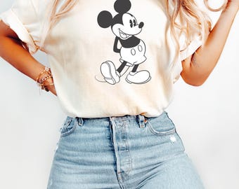 Camiseta Comfort Colors® de Mickey Mouse, Camisetas adorables de Mickey Mouse, Camiseta retro de Mickey Mouse, Camiseta de ratón, Camiseta para vacaciones familiares, Viaje familiar, Regalo para amantes de Mickey Mouse
