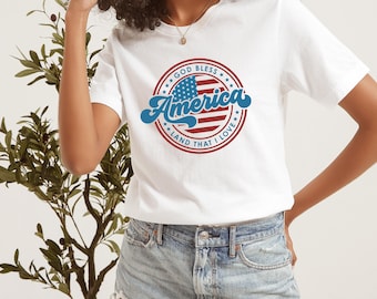 God Bless America Shirt, 4th of July Shirt, Womens 4th of July, Vintage America, Memorial Day, Cute America Shirt, Independence Day Shirt