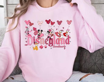 Disneyland Valentines Day Sweatshirt, Mickey and Friends Valentine's Day Sweatshirt, Retro Disneyland Sweethearts Hoodie,