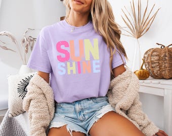 Comfort Colors® Sunshine Women Tee, Beach Life Gift for Her, Summer Trendy Shirt, Distressed Beach Mom Gifts, Lake Pool River Birthday Gifts