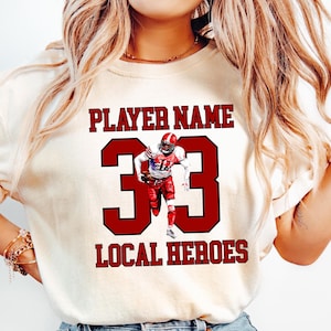 Comfort Colors® Custom Name and Number Football Player Shirt, Mom Football Shirt, Custom Team Name Shirt, High School Football Tee
