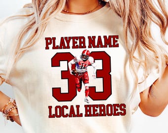 Comfort Colors® Benutzerdefinierter Name und Nummer Fußballspieler-Shirt, Mutter-Fußball-Shirt, benutzerdefinierter Teamname-Shirt, High School Fußball-T-Shirt