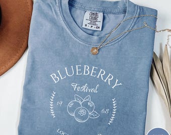 Comfort Colors® Blueberry Comfort Colors® Shirt, Blueberry Vintage Festival Shirt, Cottagecore Summer Fruit Blueberry Shirt
