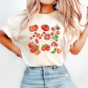 Comfort Colors® Tomato Shirt, Botanical Vegetable Tee, Garden Aesthetic T-Shirt, Cottagecore Vegan Shirt, Fruit Graphic Tee