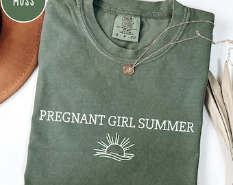 Comfort Colors® Pregnant Girl Summer Shirt, Beach Pregnancy Announcement T-shirt, Pregnancy Reveal Tee, Baby Shower Gift, Mom Shirt