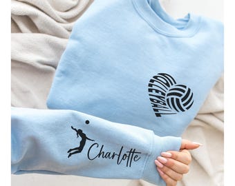 Personalized Volleyball Mom Sweatshirt, Customized Volleyball Mom Sweater, Custom Name Volleyball Mom Hoodie, Volleyball Mama Sweatshirt