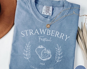 Strawberry Vintage Shirt, Strawberry Festival Cottagecore Comfort Colors® Shirt, Strawberry Comfort Colors® Tee, Summer Fruit Strawberry Tee