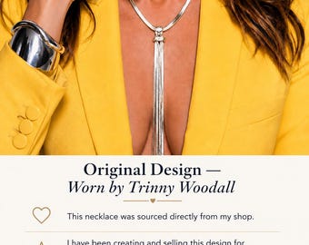 The Original Lariat Necklace – Worn by Trinny Woodall – Silver Long Y Necklace,snakechain necklace