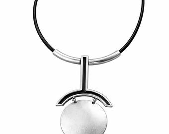 Modern sculptural Silver Pendant Necklace