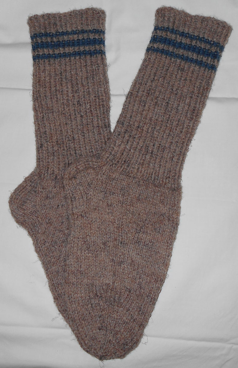 New Warm and Soft Hand Knit Wool Socks 9.0 inches length image 1
