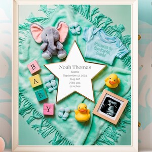 Editable Newborn Birth Announcement Sign: Baby Stats Board (Digital Download)