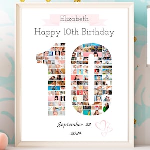 Personalized 10th Birthday Photo Collage: DIY Canva Template (Digital Download)