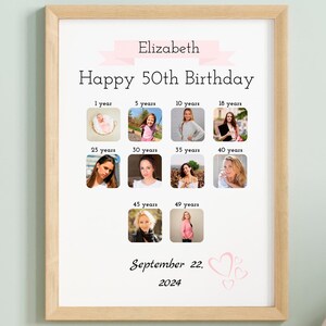 50th Birthday Photo Collage Gift: Custom Number Template (Canva Template)