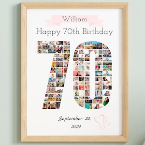 Personalized 70th Birthday Photo Collage Gift (Canva Template)