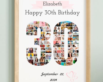 Personalized 30th Birthday Photo Collage Gift (Canva Template)