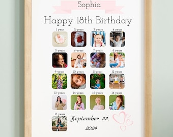 18th Birthday Photo Collage Gift: Editable Canva Template (Digital Download)