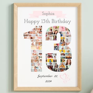 Personalized 13th Birthday Photo Collage Gift (Canva Template)