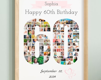 Personalized 60th Birthday Photo Collage: Printable Canva Template