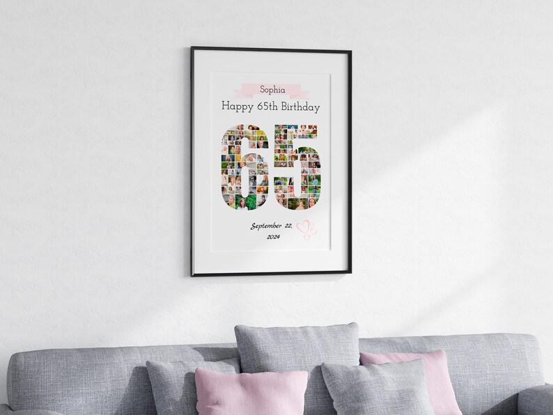 Personalized 65th Birthday Photo Collage Gift (canva Template) - Etsy