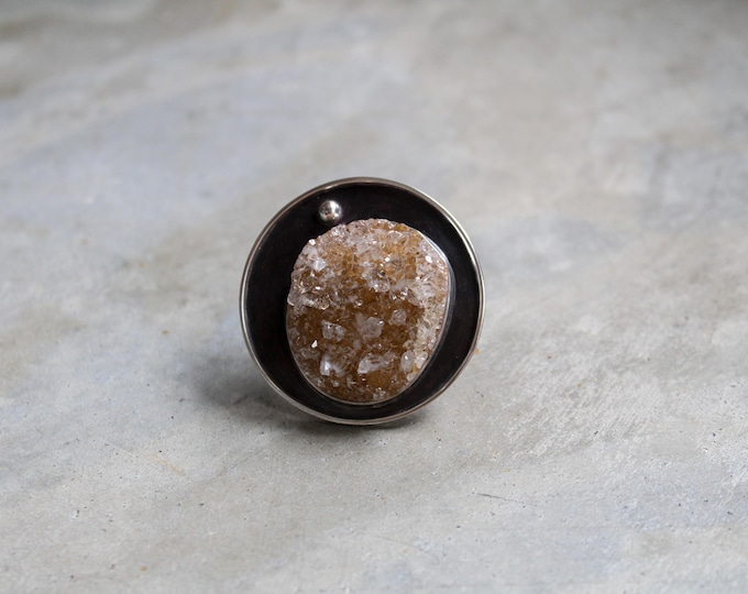 Druzy Quartz Sterling Silver Statement Ring