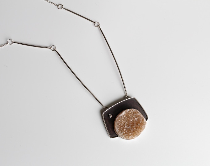 Druzy Quartz & Sterling Silver Handcrafted Necklace