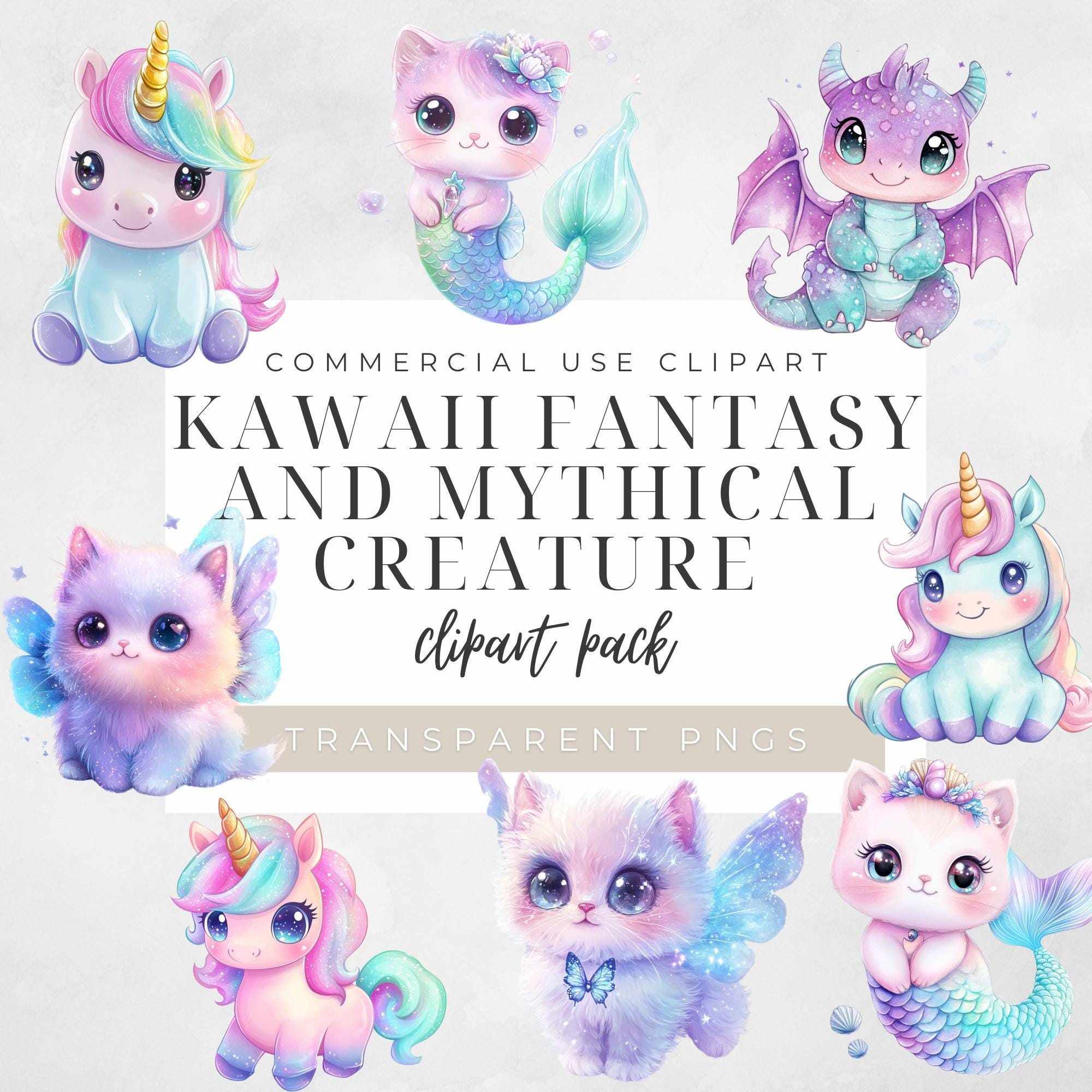 Kawaii Pastel Animals Clipart | Cute PNG Bundle (digital Download) - Etsy