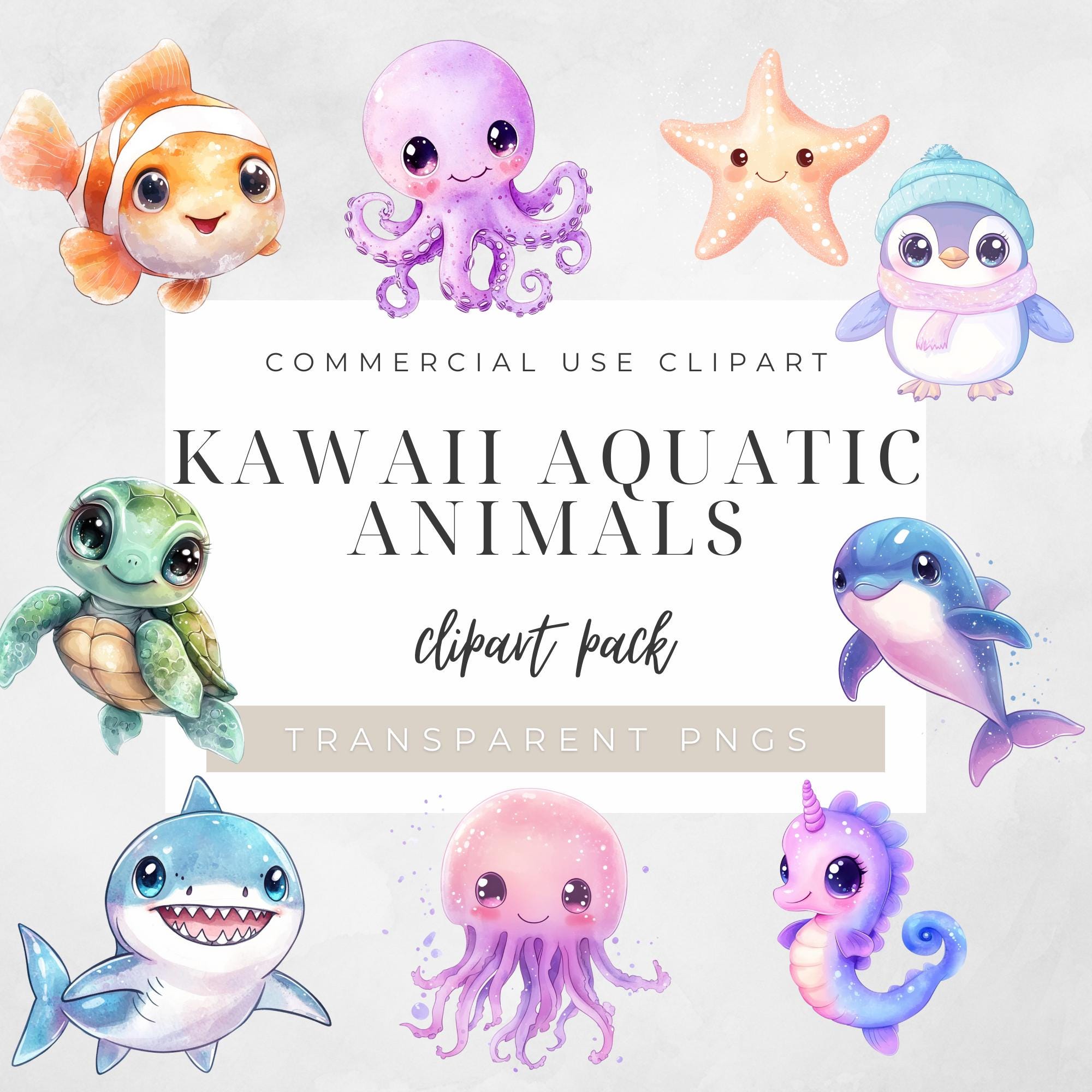 Kawaii Pastel Animals Clipart | Cute PNG Bundle (digital Download) - Etsy