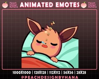 Emote animado de Eevee durmiendo para Twitch, YouTube, Discord, emoticono divertido, emoticono perfecto para Twitch, recursos de transmisión de Pikachu...