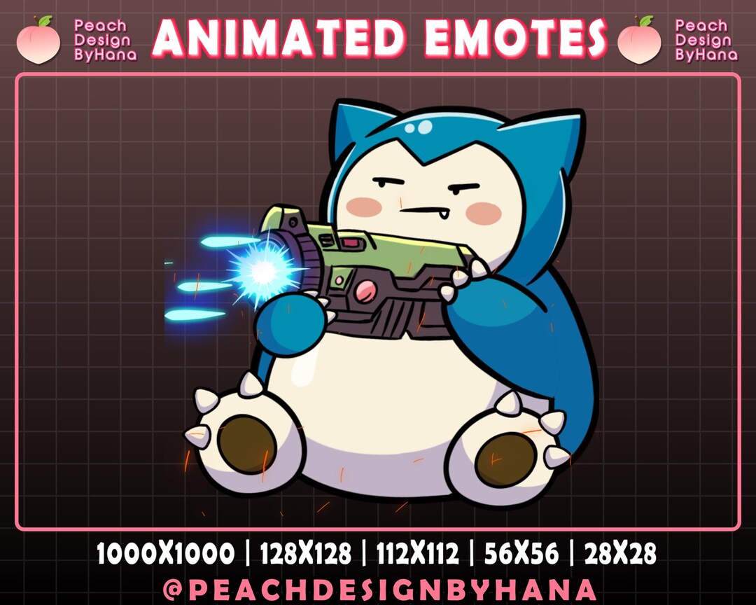 Animated Snorlax Emote for Twitch, Discord, Youtube | Gun Machine Emote ...