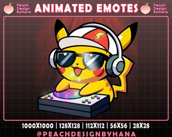 Animated Pikachu DJ Emote for Twitch, YouTube, Discord, Funny Emote, Perfect Twitch Emote, Pikachu Streaming Assets - Animated Emote Twitch