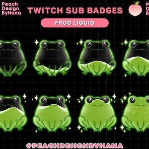 8x Liquid Frog Sub Badges for Twitch, YouTube, Discord - Donated Badges for Stream - Cute Sub Badges - Frog Sub Badges