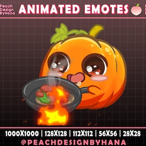 Animated Pumpkin Cooking Emote for Twitch, YouTube, Discord, Funny Pumpkin Emote, Cute Pumpkin Halloween Animated Emote Twitch