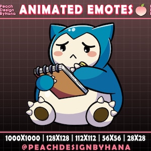 Animated Snorlax Note Book Emote for Twitch, YouTube, Discord, Funny Emote, Perfect Twitch Emote, Snorlax Streaming Assets - Animated Emote