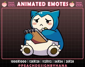 Animated Snorlax Note Book Emote for Twitch, YouTube, Discord, Funny Emote, Perfect Twitch Emote, Snorlax Streaming Assets - Animated Emote