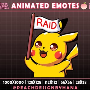 Animated Pikachu Raid Emote for Twitch, YouTube, Discord -  Raid Flag Twitch Emotes - Funny Emote For Twitch-  Graphic For Streamer