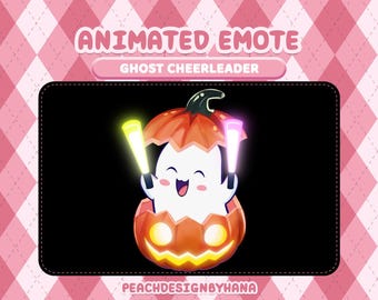 Emote animado de fantasma de Halloween para Twitch, YouTube y Discord. Emote de calabaza para Halloween. Emote divertido. Emote de vítores. Emote GIF.