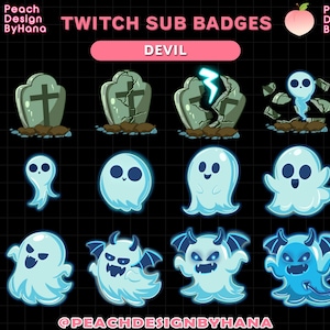 12x Tombstone - Ghost Sub Badges for Twitch, YouTube, Discord - Spooky Sub Badges - Horror Sub Badges, Halloween Sub Badges - Ghost Emote
