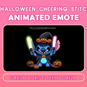 Halloween Cheering Stitch Animated Emote for Twitch, YouTube, Discord, Cheering Emoji for Stream, Cute Stitch Emote, Funny Emote