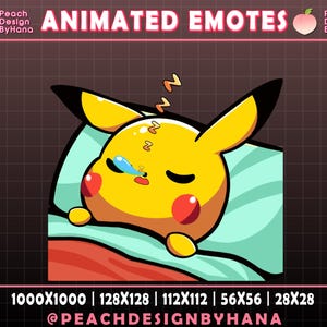 Animated Pikachu Sleeps Emote for Twitch, YouTube, Discord, Funny Emote, Perfect Twitch Emote, Pikachu Streaming Assets....