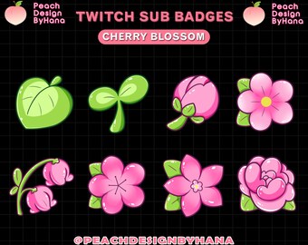 8x Cherry Blossom Sub Badges for Twitch, YouTube, Discord - Donated Badges for Stream - Pink Sub Badges - Flower Sub Badges