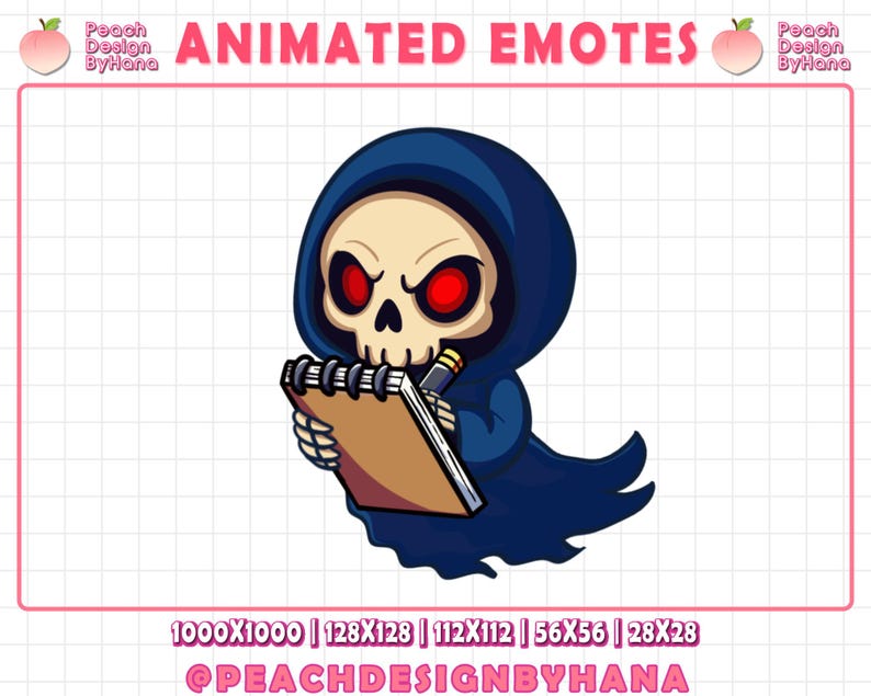 Animated Grim Reaper Note Emote for Twitch, Youtube, Discord, Funny ...