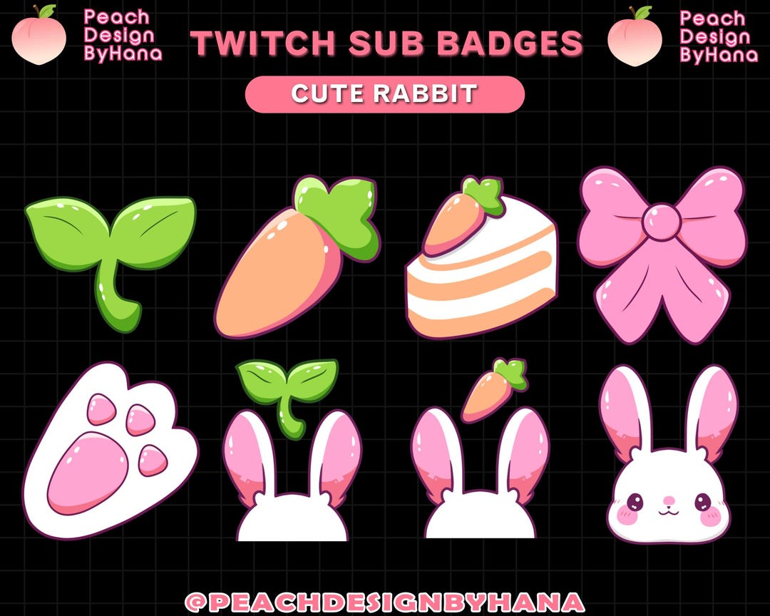 Steam Rabbit Badges 8x Cute Rabbit Sub Badges for Twitch, Youtube and Discord - Donated ...