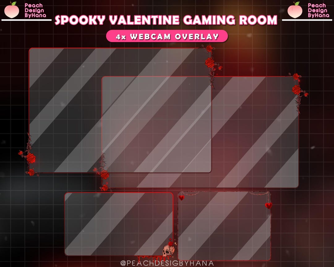 Animated Dark Love Webcam Overlay – Red Roses Skull Gothic Webcam ...