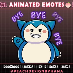 Animated Bye Snorlax Emote for Twitch | Snorlax Waving Goodbye | YouTube, Discord, Funny Emote, Perfect Emote, Snorlax Streaming Assets