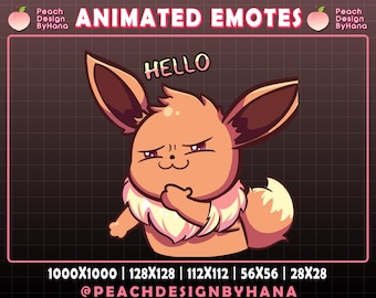 Animated Eevee Hello Emote for Twitch, YouTube, Discord, Funny Emote, Perfect Twitch Emote, EEvee Streaming Assets - Animated Emote Twitch