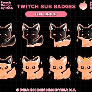 8x Liquid Fire Fox Sub Badges for Twitch, YouTube, Discord - Donated Badges for Stream - Cute Sub Badges - Fox Sub Badges