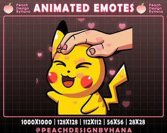 Animiertes Pikachu Kopf klopfen Emote für Twitch, YouTube, Discord, Love Pikachu Emote, Pikachu Livestreams, Süßes Pikachu Emote Twitch